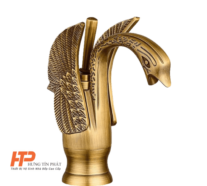 Vòi lavabo mạ Vàng thiên nga HTP 614