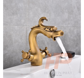 Vòi nước lavabo nóng lạnh đồng kiểu dáng đầu Rồng