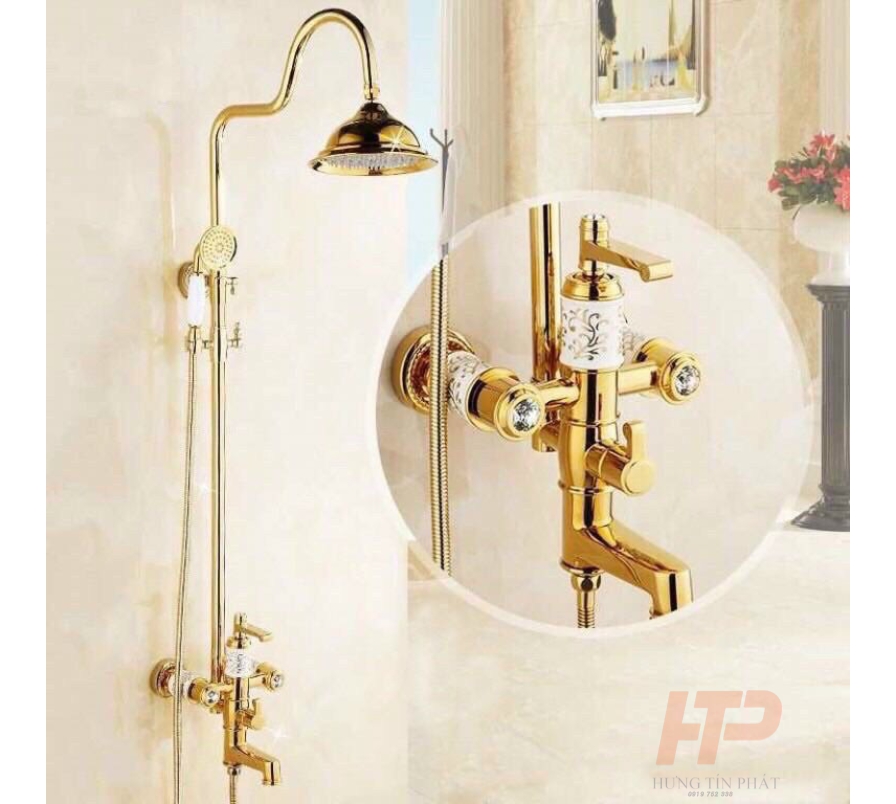 Bộ Vòi Sen Đứng Nóng Lạnh Mạ Vàng Cao Cấp