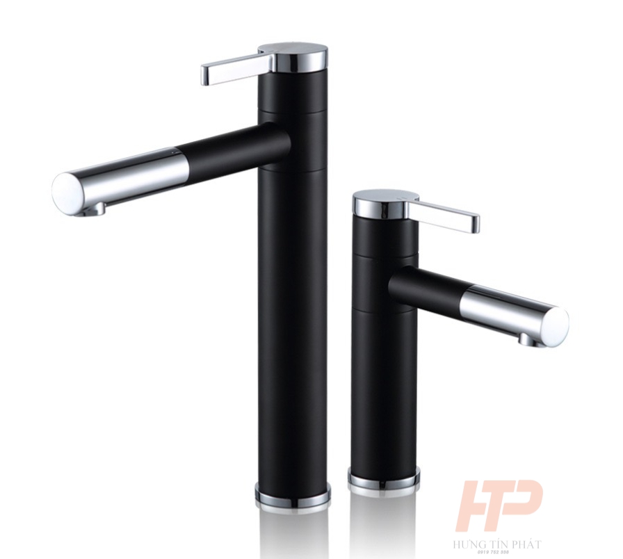 Vòi lavabo đen bạc